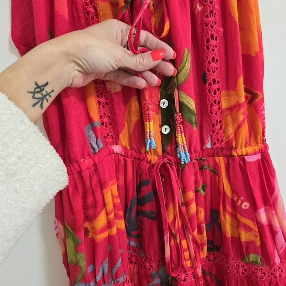 Farm Rio mixed fruits asymmetrical ruffled midi dress nwt - Picture 12 of 15